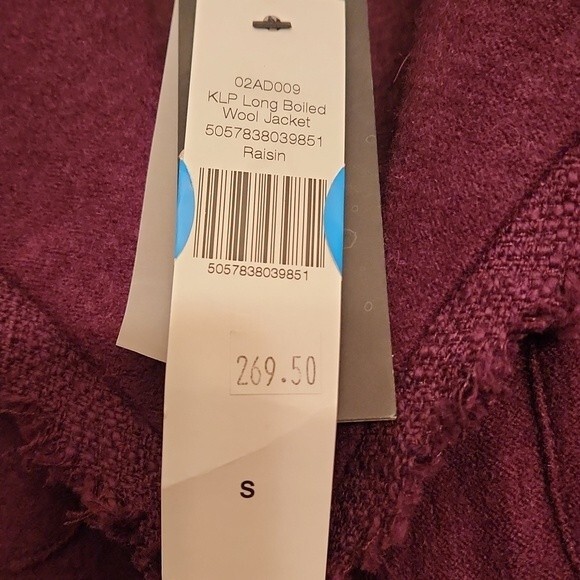 Karl Lagerfeld Paris Long Boiled Wool Jacket Coat in Raisin Purple Size S NWT! - Picture 9 of 11